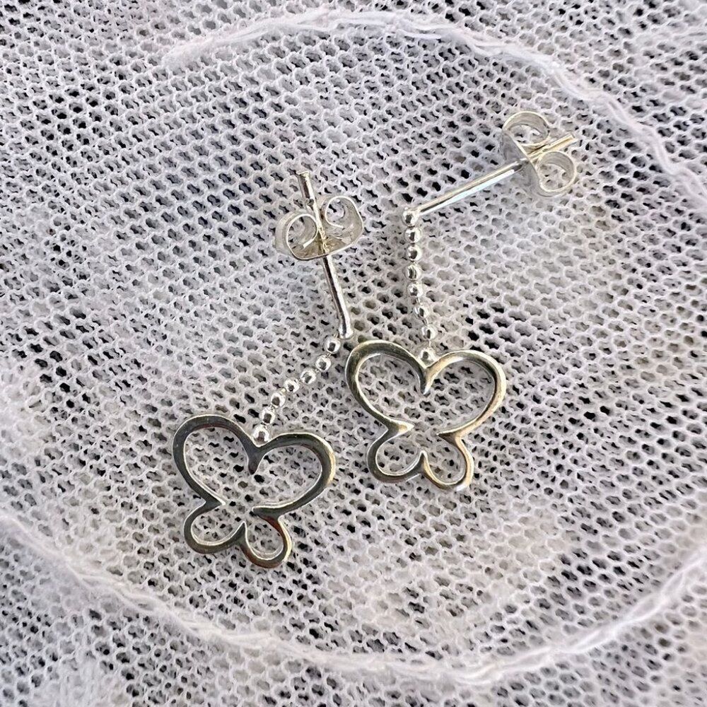 Vintage Sterling Butterfly Drop Earrings - Picture 10 of 10